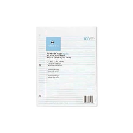 Sparco Sparco Notebook Filler Paper, 8-1/2" x 11", College Ruled, White, 100 Sheets/Pack 82110